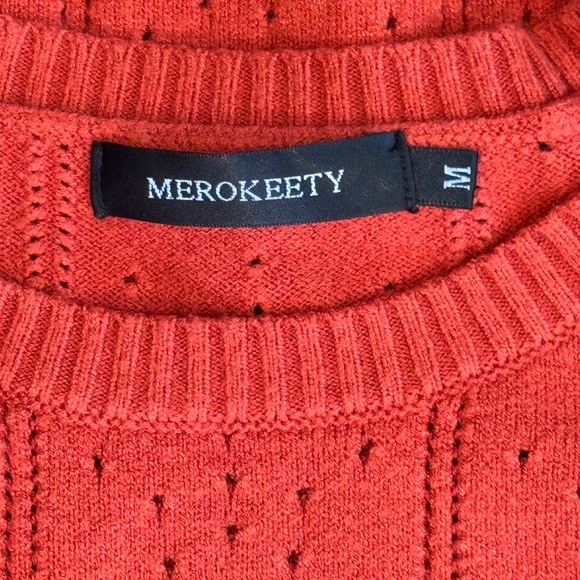 Merokeety Soft Chunky Knit Crewneck Sweater Size M Oversized Cozy Waffle Knit - Picture 5 of 5